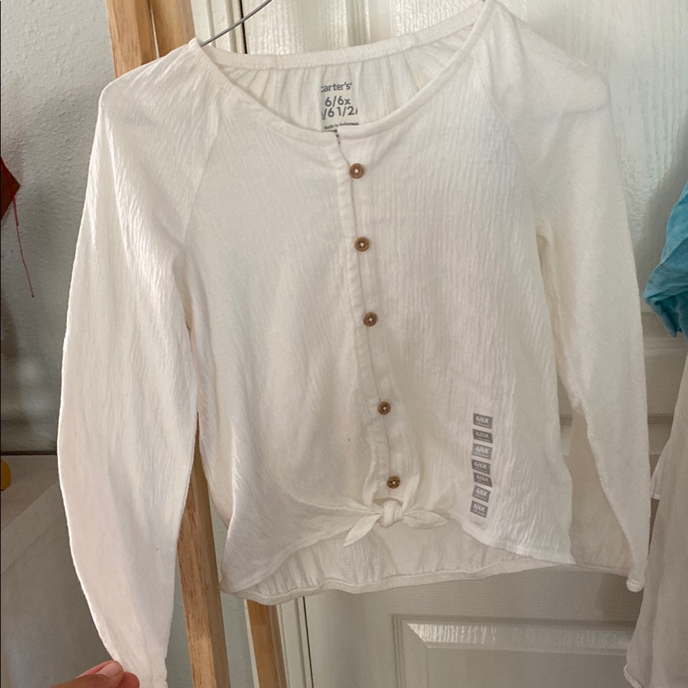 Carters White Buttoned Tie Front Blouse